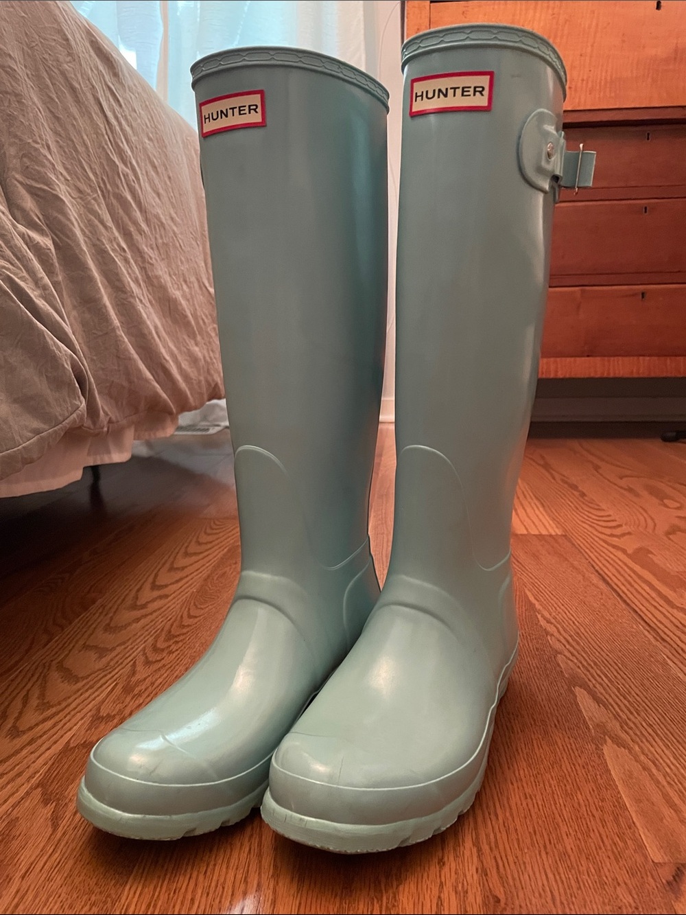 Women's Original Hunter Tall Rain Boots - Light Blue Rubber Waterproof Wellies